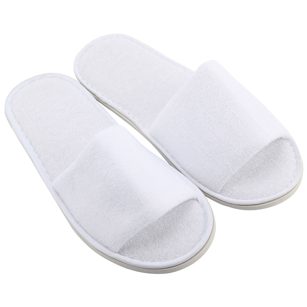 5 Pairs Slippers Hotel Spa Hotel Guest Slippers Open Toe Towelling Disposable Terry Style Free Size 29x11x1cm Disposable Terry
