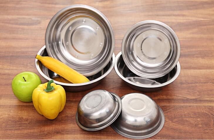 1PC New 6 Size Stainless Steel Soup Bowls Multi-function Round Soup Pot Soup Palte Dishes Kitchen Tools LF 133