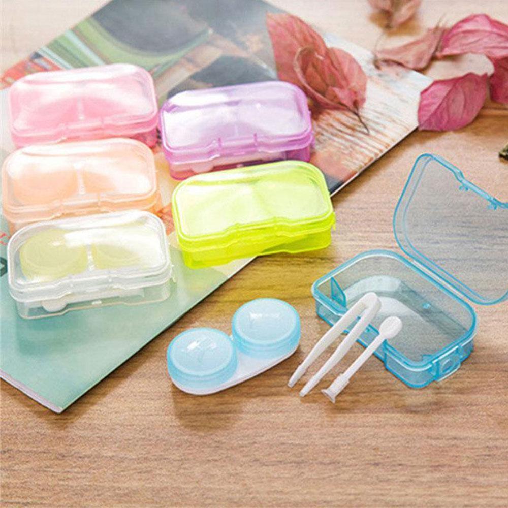 1Pc Random Color Contact Lens Case Transparent Pocket Plastic Travel Kit All In One Contact Lenses Easy Take Holder Container
