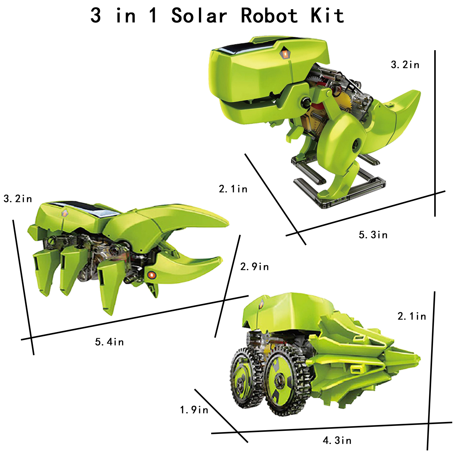 STEM Solar Robot Kit 3 in 1 Educational Learning Science DIY Building Dinosaurs Toys Gift for Kids Age 8-12