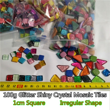 100g Glitter Shiny Crystal Mosaic Tiles 1cm Square Vs Irregular Shape DIY Mosaic Stone Multi-Color Optional Crafts Materials