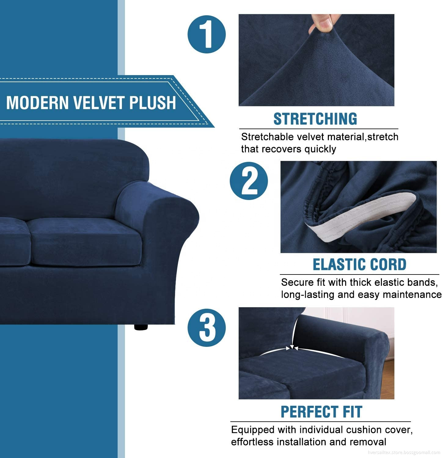 Multi-Piece Luxury Velvet Plush Sofa Cover
