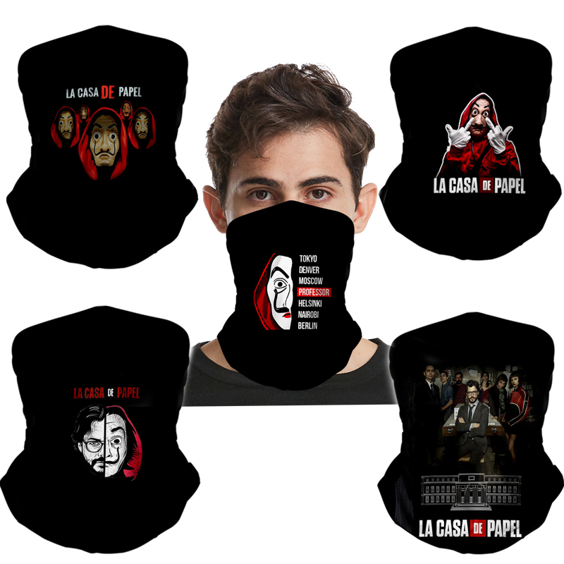 Anime La casa de papel Money Heist Dali Cosplay Masks Motorcycle Cycling Neck Scarf Masks Bandana Headband Cosplay Balaclava