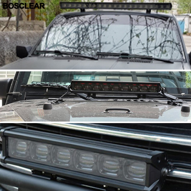 6D Lens Single Row Led 4x4 Offroad Work Light Bar For Off road 4WD Trucks SUV ATV 12V 24V Trailer Motorcycle Car External Lights
