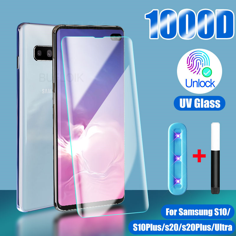 UV Liquid Full Cover Tempered Glass For Samsung Galaxy S10 S8 S9 S20 Plus Screen Protector For Samsung Note 20 Ultra 9 10 8 Glas