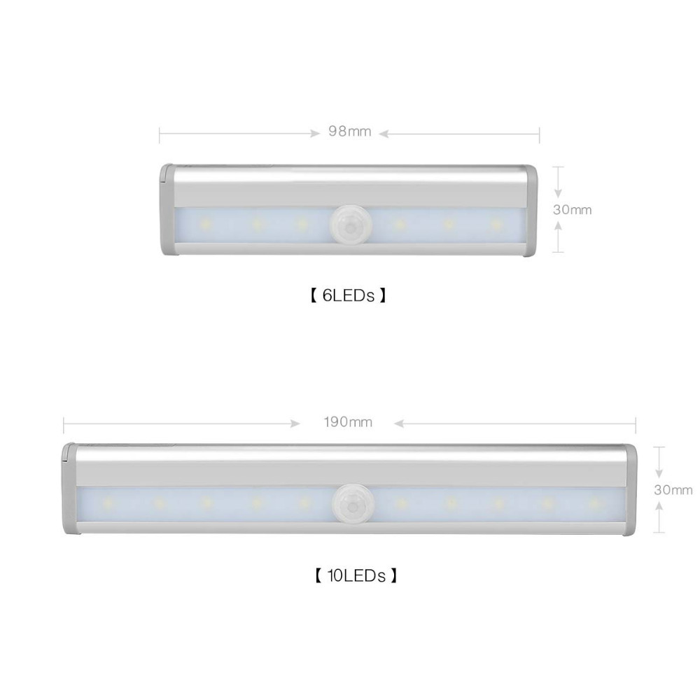 Wireless PIR Motion Sensor LED Wall lamp DC 5V Battery Power Kitchen Cabinet Corridor Stairs Indoor Toilet Backlight Bar Light