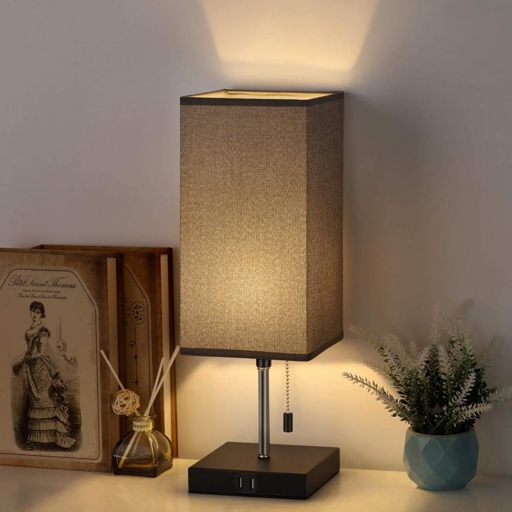 Bedside Nightstand Lamps with Dual-USB Charging Ports