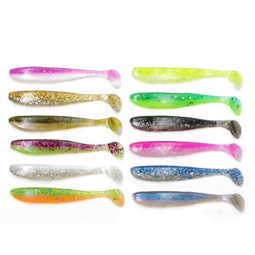 10pcs 6.5cm/1.7g Double-color T-tail Fishing Lure Soft Worm Jigging Wobblers Swimbait For Bass Pike Catfish Fishing 12 colors