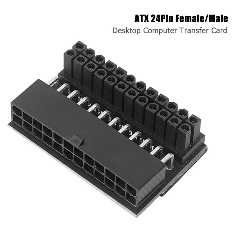 90 Degree Desktop Motherboard ATX 24Pin Female to 24Pin Male Power Adapter Computer Components and Accessories