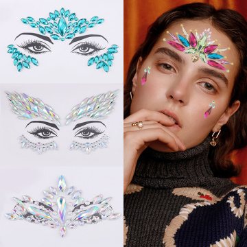 Glitter 3D Face Rhinestones Glass Sticker Makeup Body Jewelry Music Festival Face Crystal Art Flash Stickers Applique Decoration