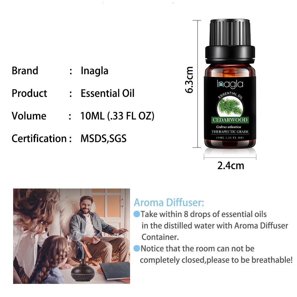 Inagla Tea Tree Essential Oil Pure Natural 10ML Pure Essential Oils Aromatherapy Diffusers Oil Healthy immune Air Fresh Care