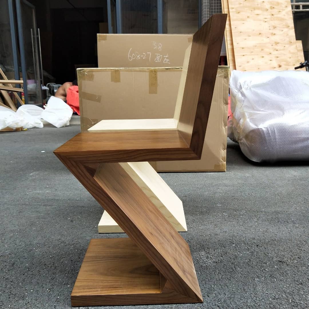 Z shaped wooden dining chair