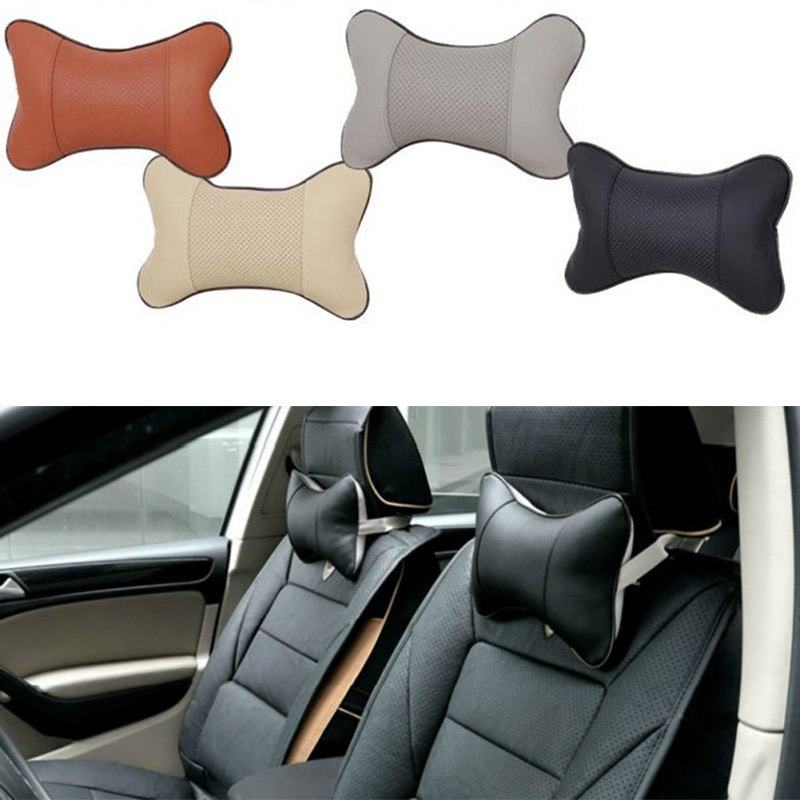 Car Leather Safety Pillow Auto Universal Headrest Breathe Car Auto Seat Head Neck Rest Cushion Headrest Pillow Pad for TOYOTA VW