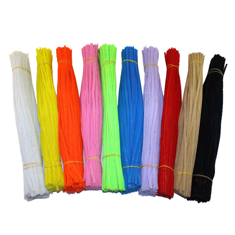 50PCS Multicolor Mixed Plush Iron Wire Flexible Flocking Craft Sticks Pipe Cleaner Creativity Developing Kids DIY Toys