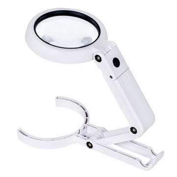 Portable Illuminated Magnifying Glass Handheld Folding Lamp Loupe Magnifier with 8 LED Lights for Reading