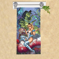 Cartoon Alice in Wonderland Background Print Bamboo Fiber Bathroom Towels/Super Water-absorbing Beach Towel In Size 35CMX70CM