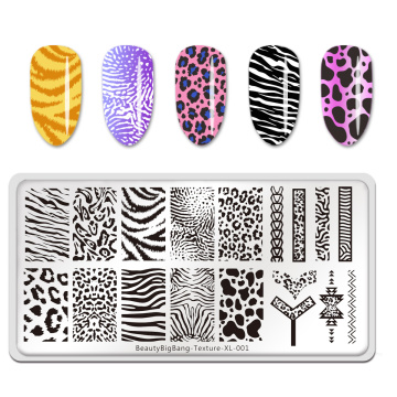 Stainless Steel Stamping Plates Tiger Zebra Leopard Print Animal Image Stencil BeautyBigBang Nail Art Template Texture XL-001