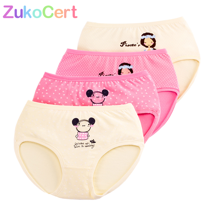 ZukoCert 2 Pcs/Lot Cotton Candy Colors Kids Girls Underwear Baby Briefs Cartoon Organic Short Panties Children's Clothing 4-13 Y