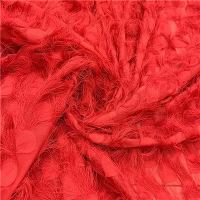 Exquisite cut flower three-dimensional feather tassel fabric Perspective texture mesh fashion fabric HG01
