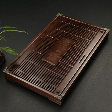 Chinese Solid Wooden Tea Tray Teaware Kung Fu Tea Set Carving Table Drawer Type Storage Drainage Tea Board Vintage Home Decor