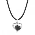 Black Obsidian Love Heart Birthstone Pendant Gemstone Necklaces for Women