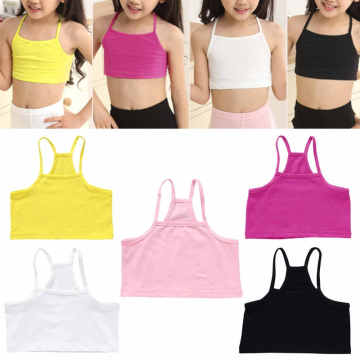 Girls Cotton Vest Teenage Bra Kids Candy Color Sports Breath Tank Tops Underwear