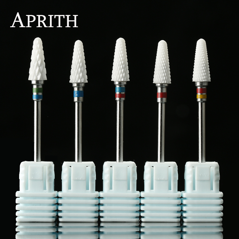 APRITH 1pc Mill Cutter Ceramic Nail Drill Bit For Electric Manicure Machines Pedicure Nail Art Salon Polish Tools Nail Files