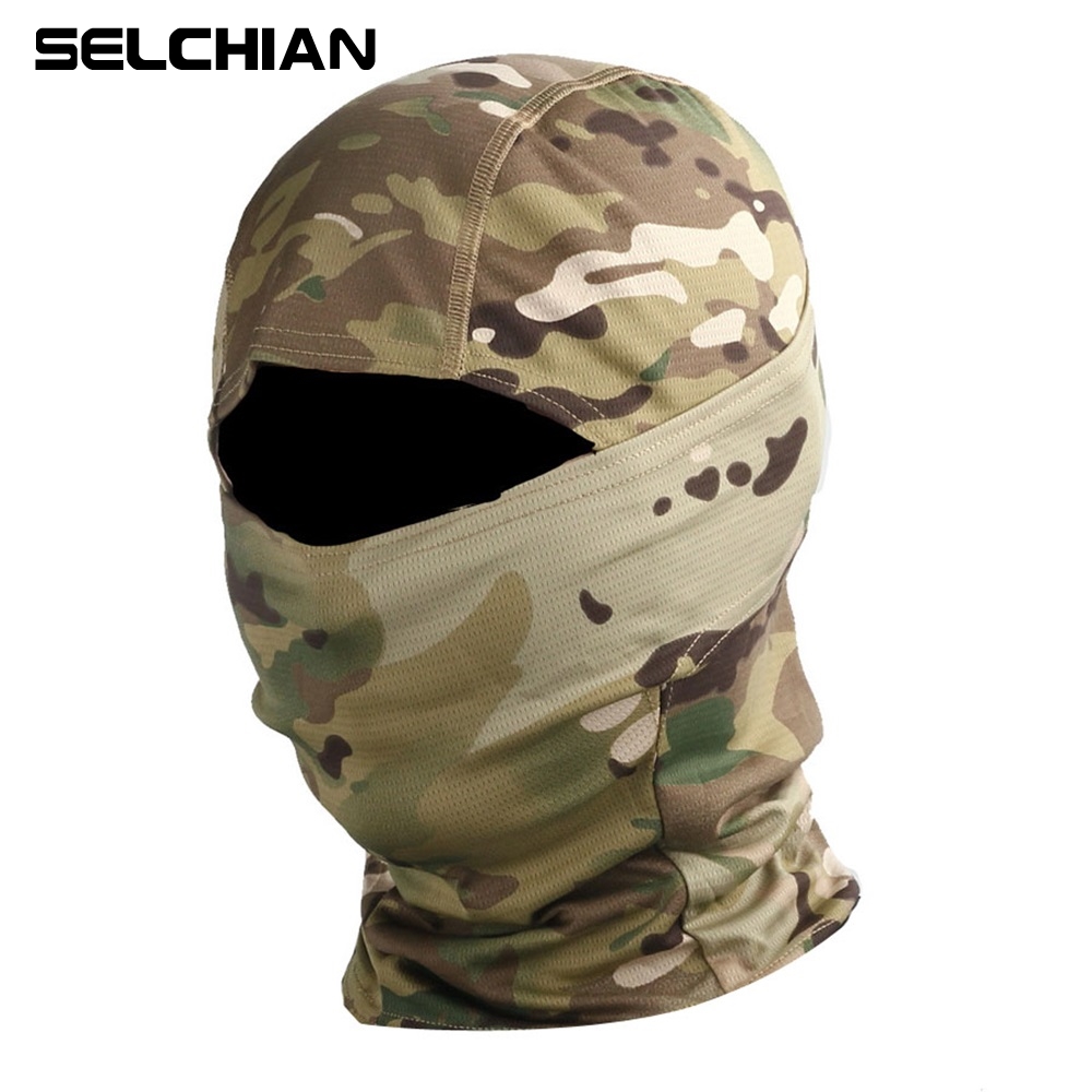 SELCHIAN Camouflage Balaclava Full Face Caps Cycling Hunting Military Helmet Liner Hats Tactical Airsoft Cap Beanies Masked Cap