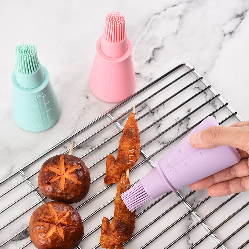 1/3Pcs Portable Silicone Oil Bottle With Brush Grill Oil Brushes Liquid Oil Pastry Kitchen Baking BBQ Accessories Kitchen Tools