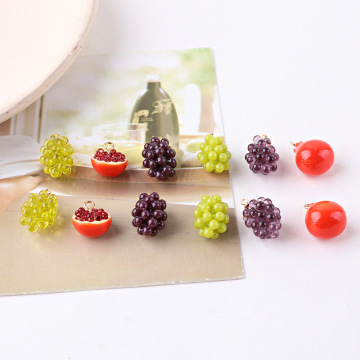 10Pcs Cute 3D Resin Crystal Grape Pomegranat Charms pendants for bracelets necklace earrings jewelry making Accessories