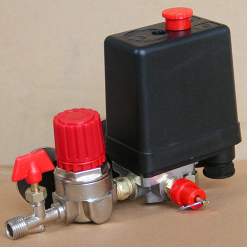 7.25-125 PSI Small Air Compressor Pressure Switch Control 15A 240V/AC Adjustable Air Valve Compressor Four Holes
