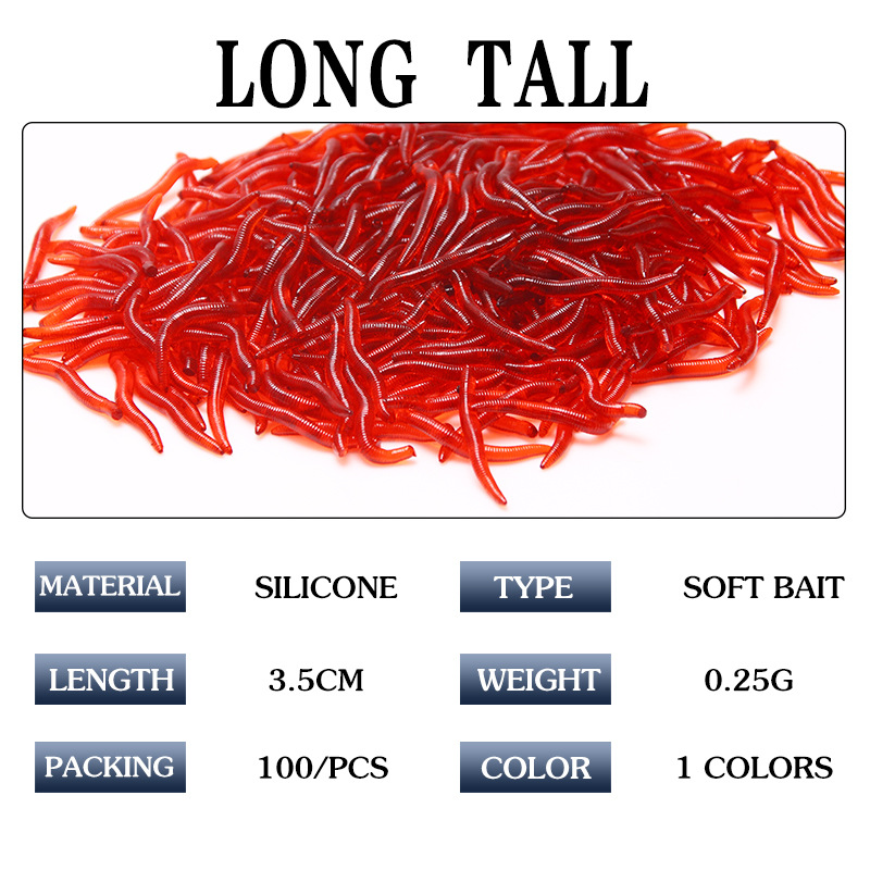 100 PCS/lot Soft Lure Fishing Simulation Earthworm red Worms Artificial Fishing Lure Tackle Lifelike Fishy Smell Lures A-39