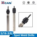 XCAN Spot Weld Drill Bit Cutter Double Side Carbide Tipped Stainless Metal Hole Drill Center Drill Bit 3/8''5/16''