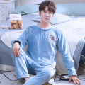 2020 Autumn Winter New Flannel Pajamas For Men Cartoon Plus Velvet Sleepwear with Pants Coral Fleece Men's Pajamas Homewear Sets