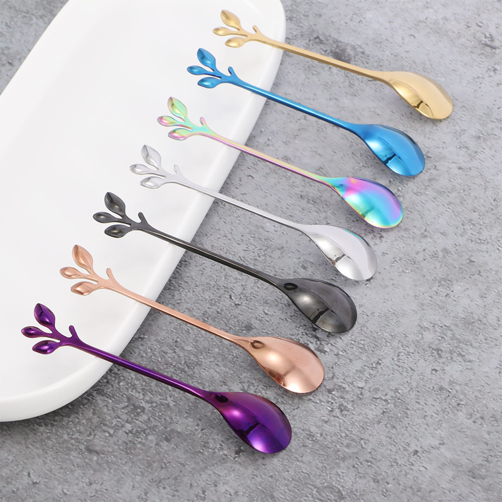 1 Set Colorful Stainless Steel Coffee Dessert fork and spoon set Portable Utensil Set Kitchen Tableware Set