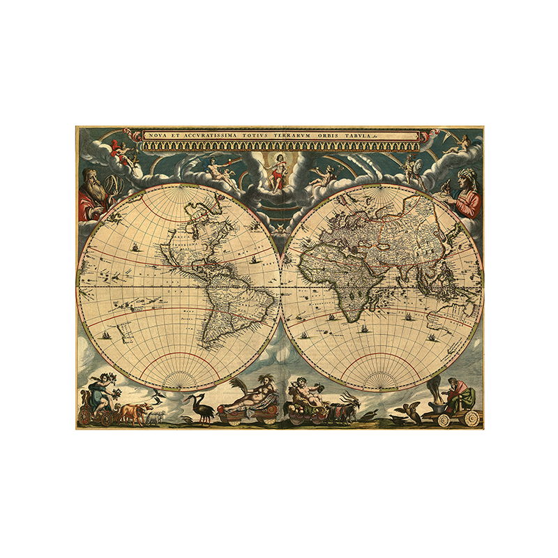 Non-woven Non-Smell Map with Medieval Map Latin Portuguese 150x100cm Decorative Vintage Map Wall Paper Office School Supplies