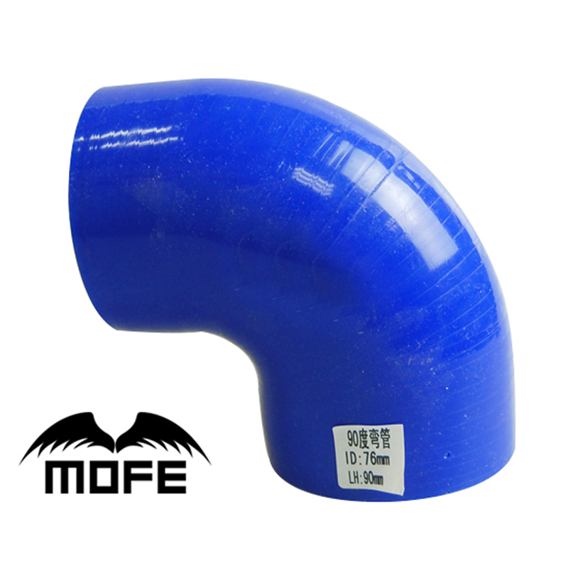 MOFE Blue 3" 76mm 90 Degree Elbow Silicone Hose Pipe Turbo Intake For Golf MK4
