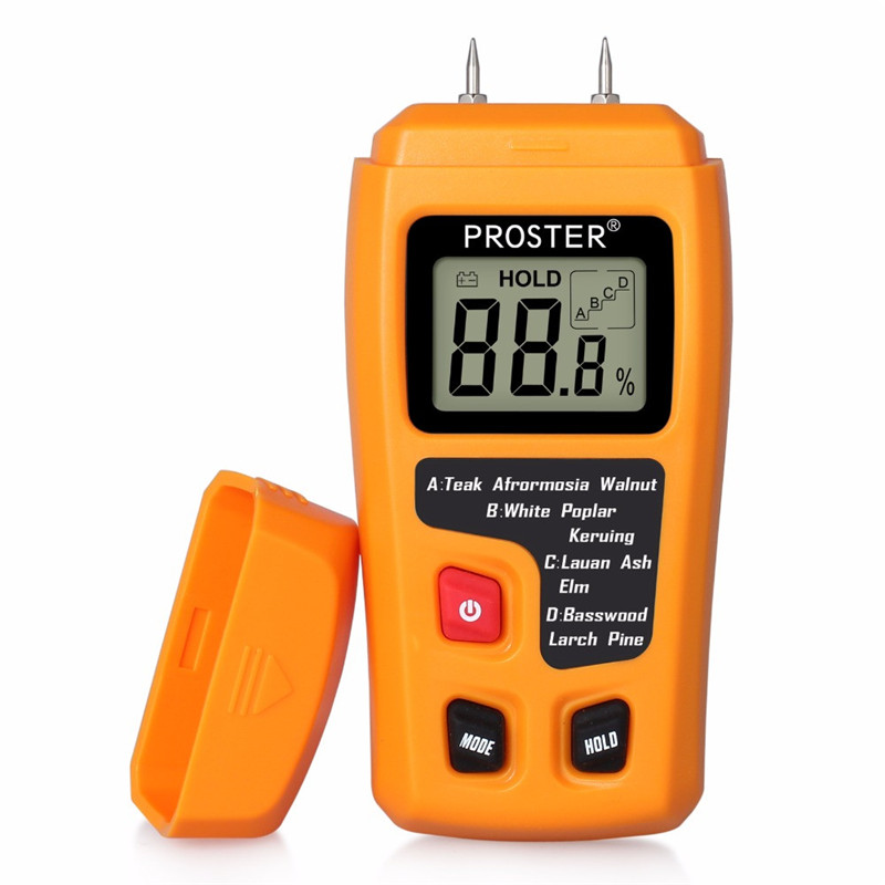 Proster Portable Wood Moisture Meter 0.5% Accuracy Hygrometer Timber Tree Density Digital Electrical Tester Cardboard Measuring