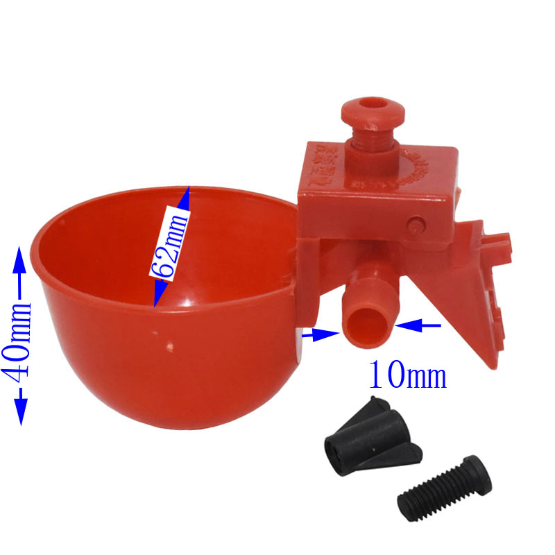 50 Sets Red Quail Waterer Animal Feeders Automatic Bird Coop Feed Poultry Chicken Fowl Drinker Water Drinking Cups