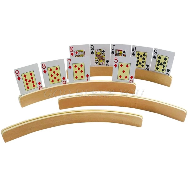 1pc Wooden Hands-Free Playing Card Holder Board Game Poker Seat Lazy Poker Base Drop Shipping