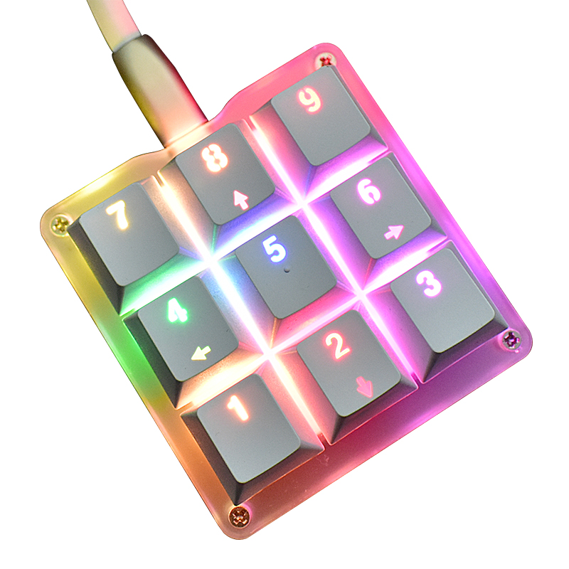 One Handed Macro Mechanical Keyboard, RGB LED Backlit Portable Mini One-Handed Mechanical Gaming Keypad Keyboard 9 Fully Program