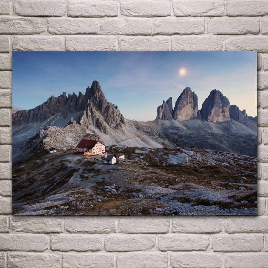 Italy Dolomite Alps Three Peaks snowy mountains beautiful nature KD530 living room home wall art decor wood frame fabric posters