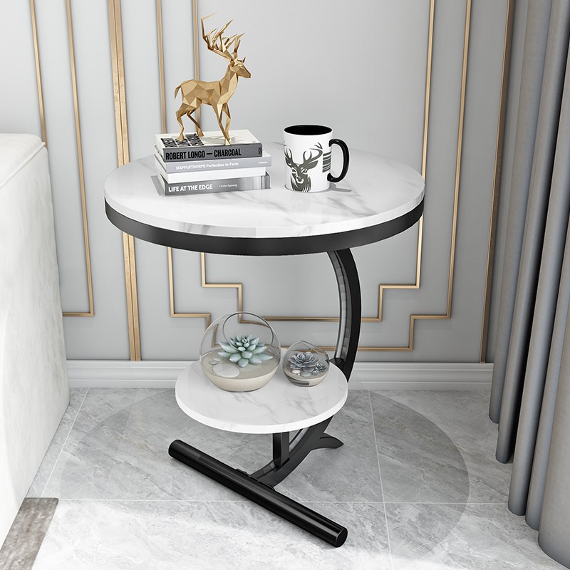 Luxury marble sofa side table corner table living room sofa end bedside table small round coffee table