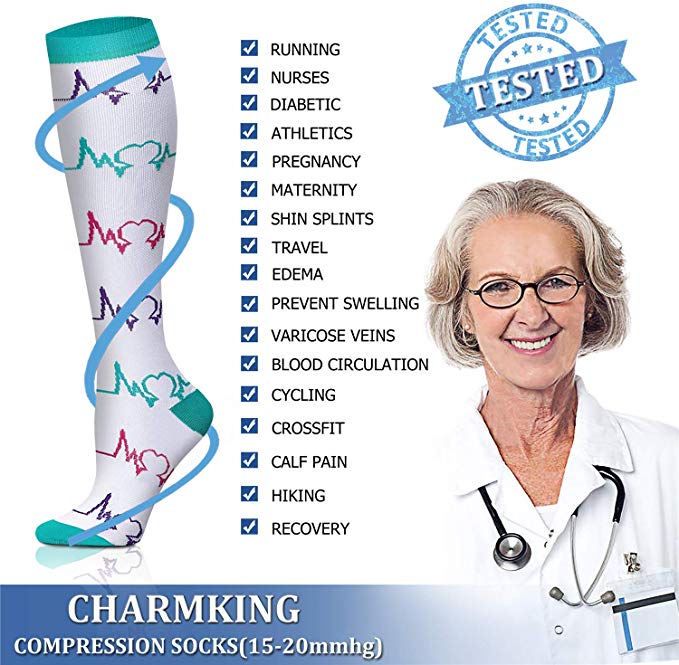 Compression Socks Men & Women Fit Running Nurses Flight Travel & Maternity Pregnancy Sport Socks Boost Stamina Socks