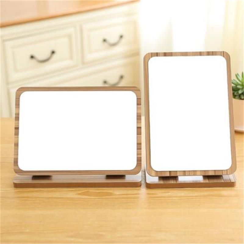 Desktop Wooden Makeup Mirror Home Decoration 90 Degree Rotating Cosmetic Dresser HD Mirror Portable Vanity Bathroom Make Up Tool