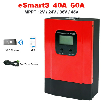 ESmart3 LCD 40A 60A smart MPPT solar charge controller Max 150VDC with RS485 and battery temperature sensor 12V/24V/36V/48V