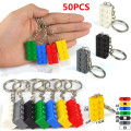 50PCS/set Key Chain Blocks Heart Blocks Brick Building Blocks Accessories Keychain Block Model Kits Set DIY Toys for Kids