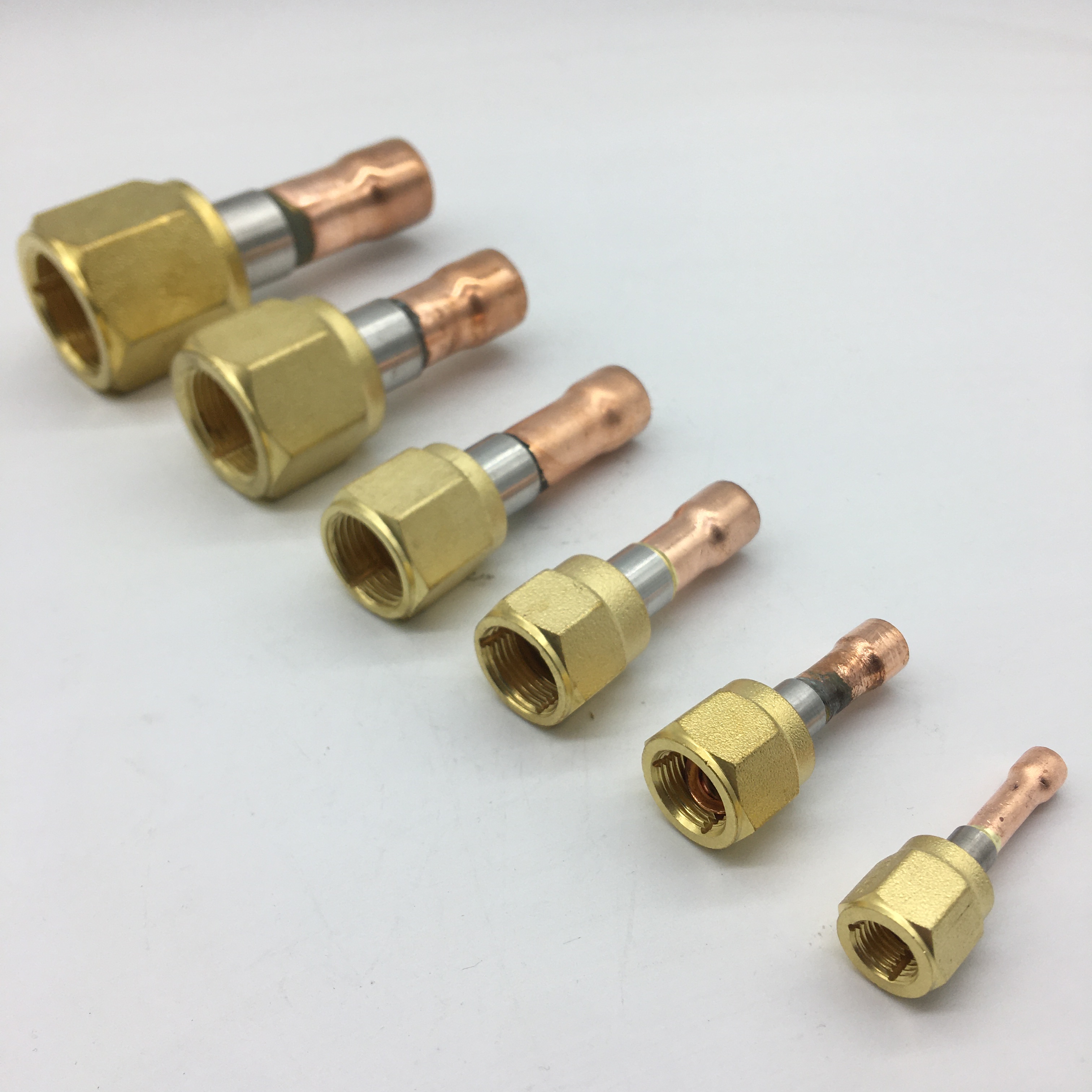 1/4" copper ODF X 1/4" female SAE thread straight joint is used as quick coupler in massive producing refrigeration appliances