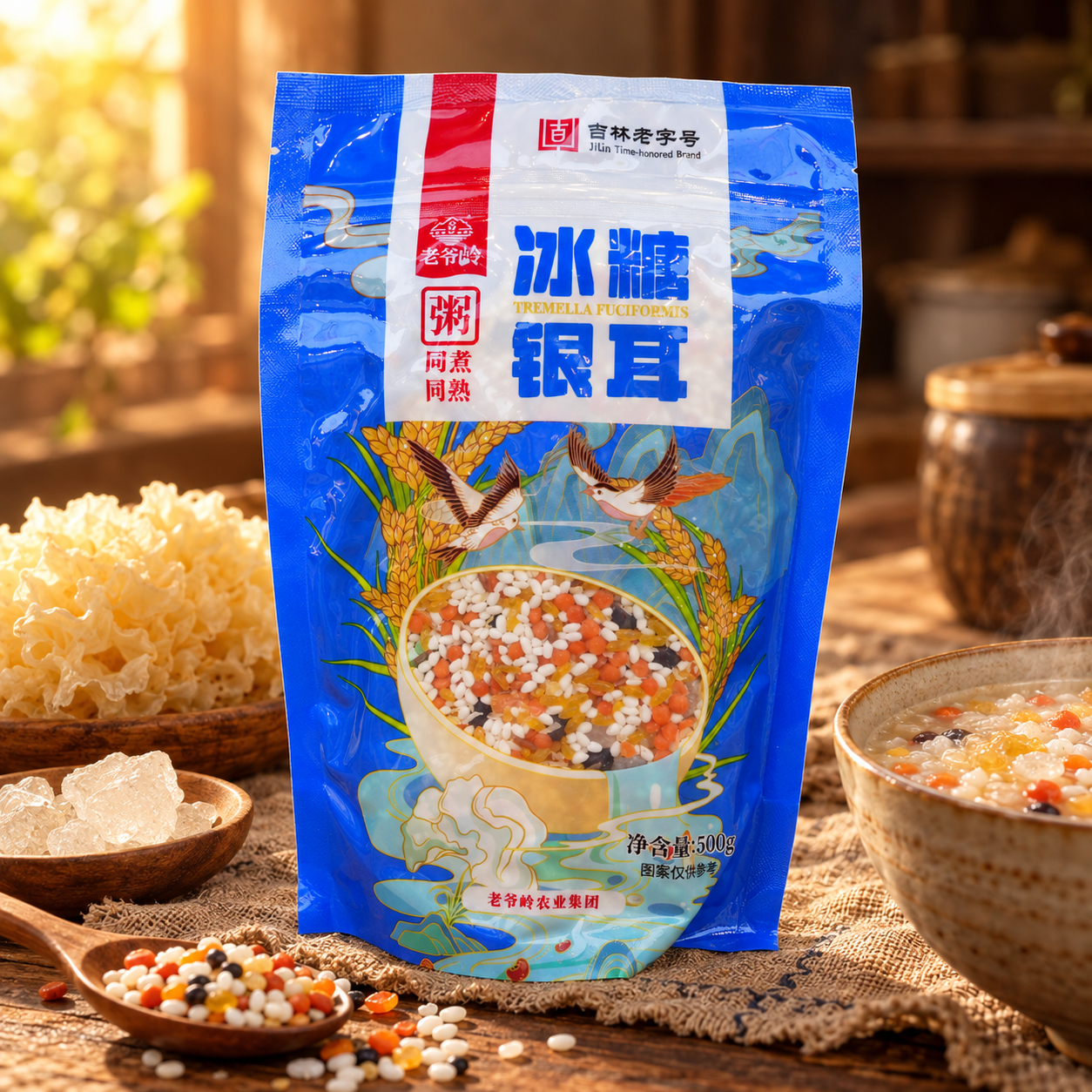 Rock sugar and white fungus porridge cooked together3
