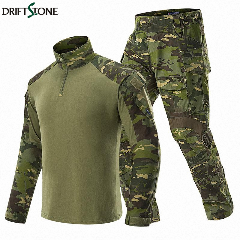 Camouflage BDU Army Combat Suit Men Tactical Military Uniform Clothing Sets Waterproof Cargo Pants Long Sleeve T-shirts